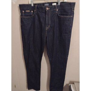 Jacob Davis Evan Slim Straight Leg Blue Denim Jeans True Size Is 42x35 Cotton